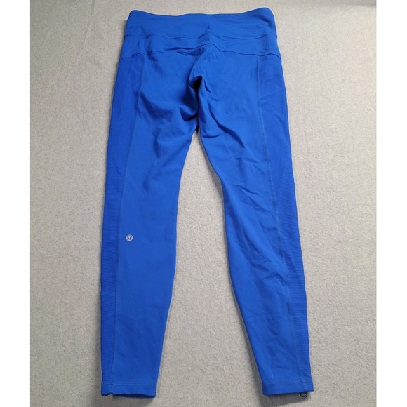 Lululemon Leggings Women's 8 Blue Yoga Mid Rise Workout Activewear Zip‎ Ankle - Picture 8 of 10